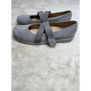 Vionic Shelby Mary Jane gray slip on flat shoe women size 9